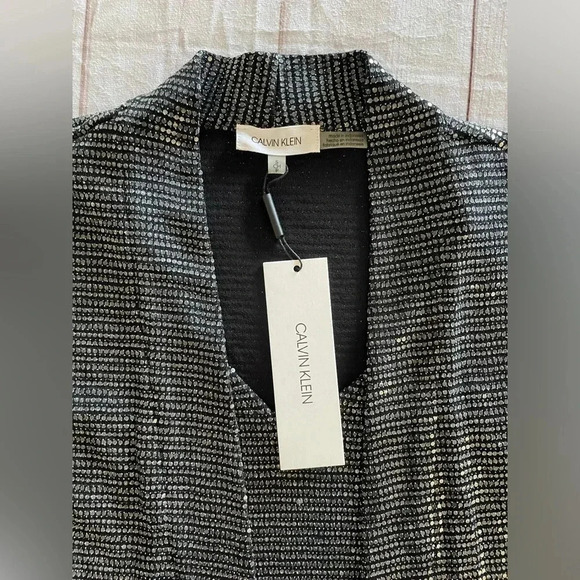 Calvin Klein Liquid Knit Sequin Blouse and Cardigan Set Women’s S Black Festive - Picture 13 of 13